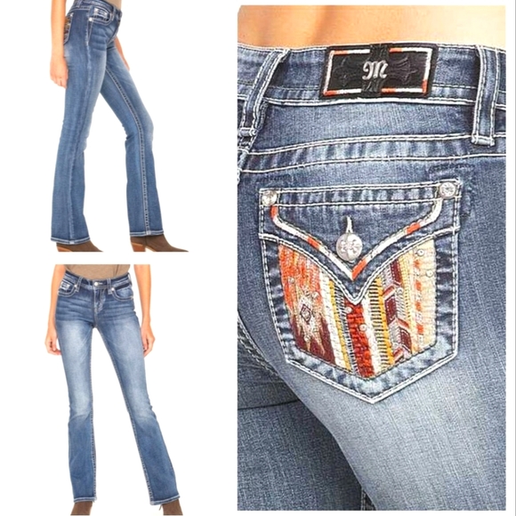 Miss Me Denim - NWT ~ MISS ME Aztec / Southwest Embroidered Skinny Bootcut Jeans